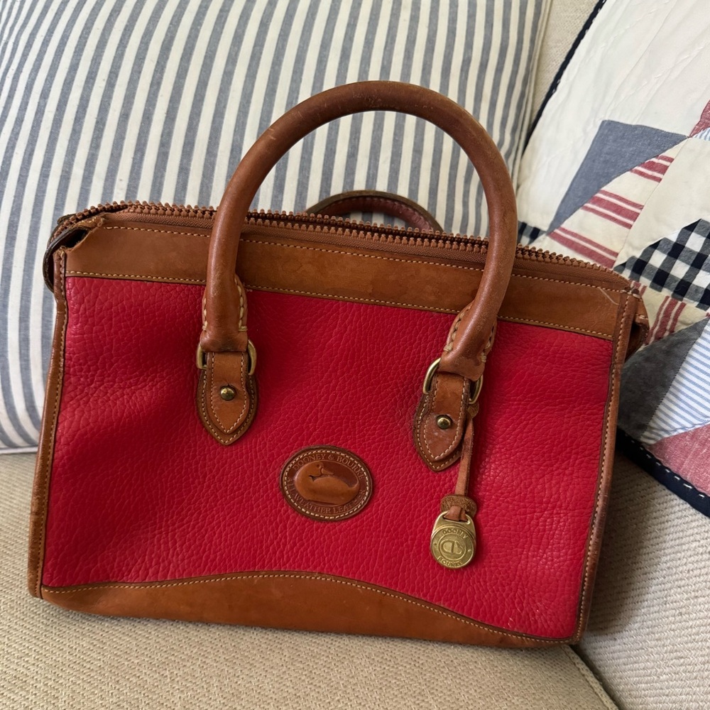 Vintage Red Pebbled Leather Dooney and Bourke Handbag
